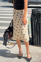 High Waist Polka Dot A-line Midi Skirt image 4