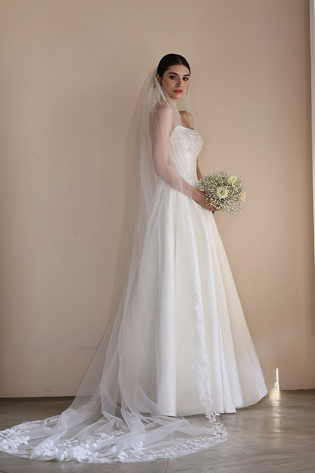 Strapless Boning Rhinestone Satin Wedding Dress image 5