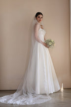Strapless Boning Rhinestone Satin Wedding Dress image 5