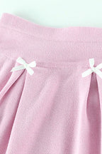 Knit Bow Cami Solid Pleated Skirt Set image 7