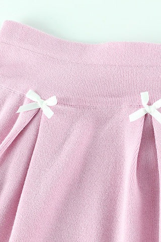 Knit Bow Cami Solid Pleated Skirt Set image 7