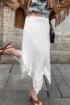 Satin Lace A-Line Midi Skirt image 2