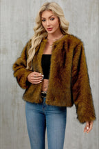 Plush Short Fur Open Cardigan Coat image 7