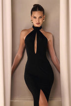 Elegant Halter Cutout Solid Slit Prom Dress image 3