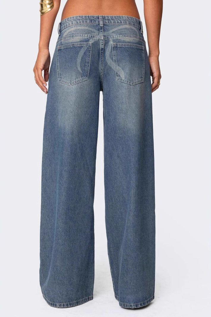 Low Waist Printed Wide Leg Jeans image 1