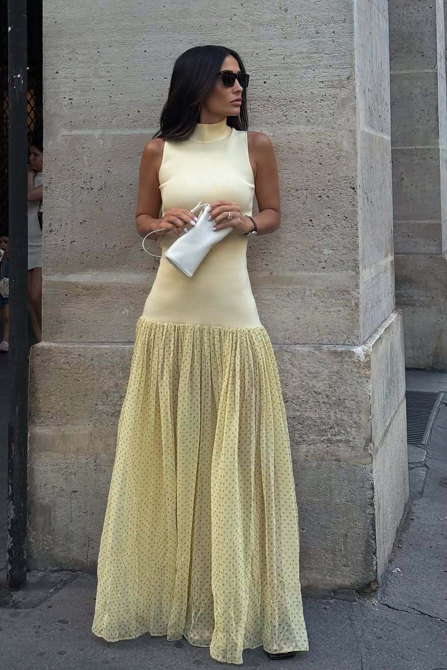 Yellow Sleeveless Mesh Boho Dress image 2