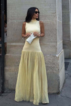 Yellow Sleeveless Mesh Boho Dress image 2