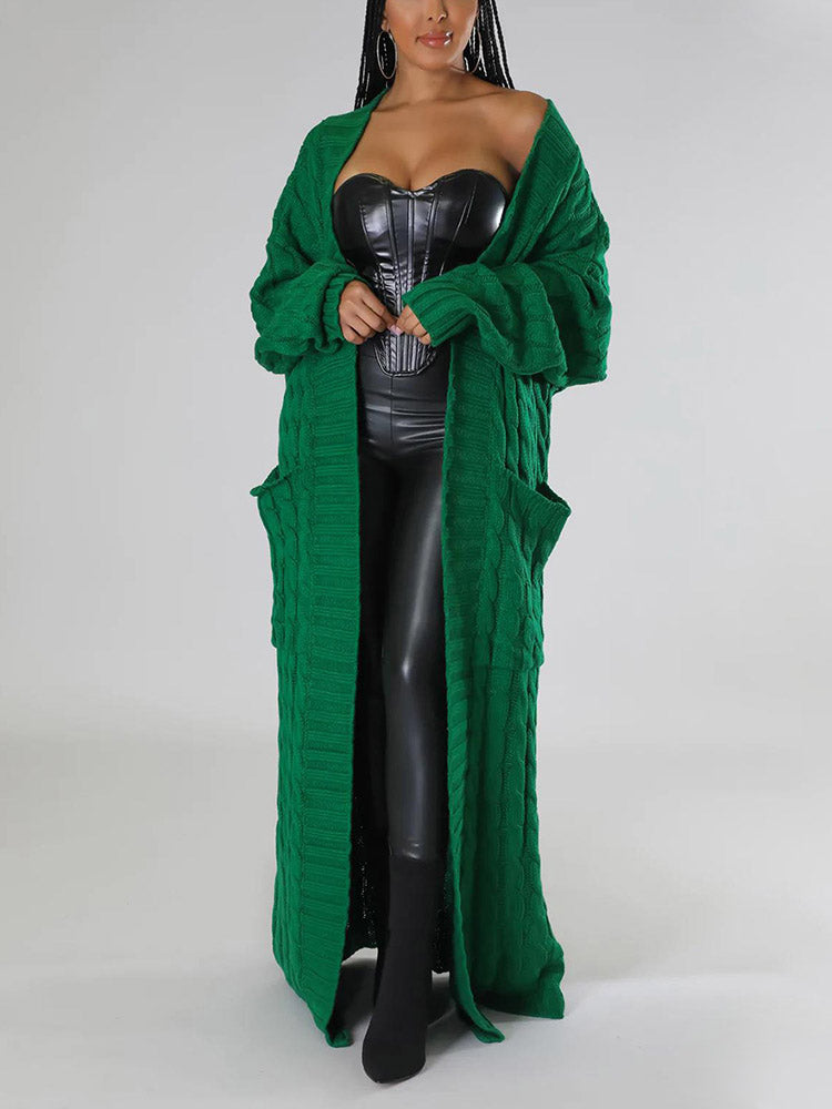Knitted Solid Graceful Open Front Cardigan image 7