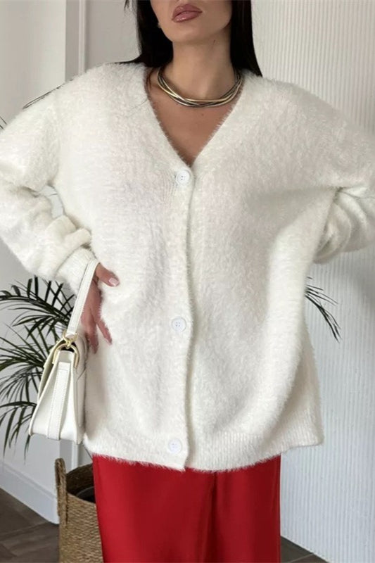 Plush V-Neck Cardigan image 12