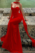 Draped Tie Sexy Mesh Patch Tube Prom Dress image 1