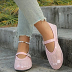 Camille Flat Sandals detail view styled for Avrienne