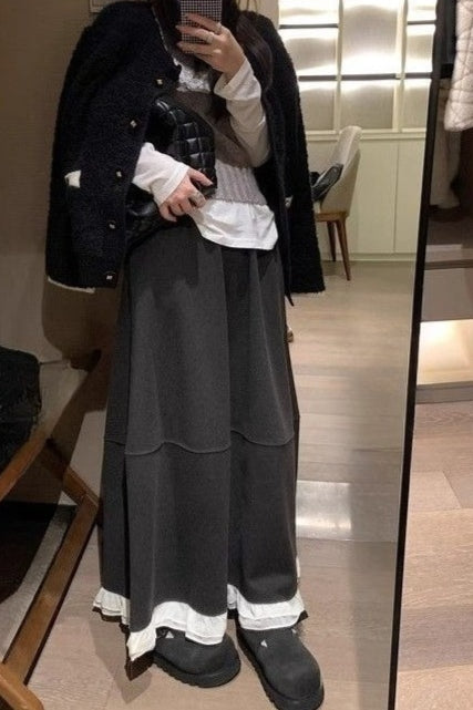 Wool Blend Ruffle High-Waisted Relaxed Skirt image 2