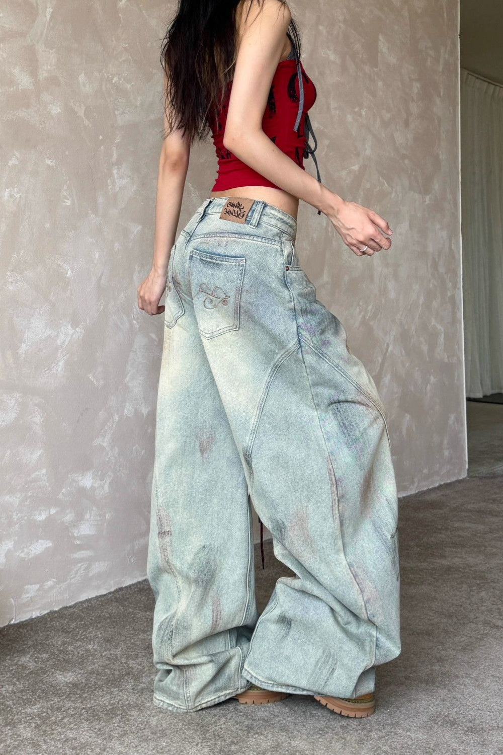 Y2K Light Blue Baggy Denim Jeans image 2