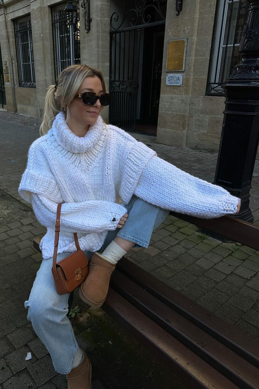 Solid Patchwork Chunky Fluffy Turtleneck Sweater image 10