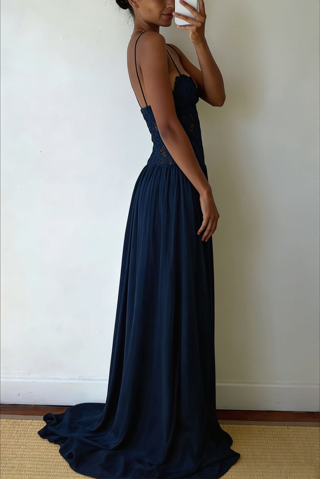 Elegant Lace Hollow Splice Chiffon Dress image 14
