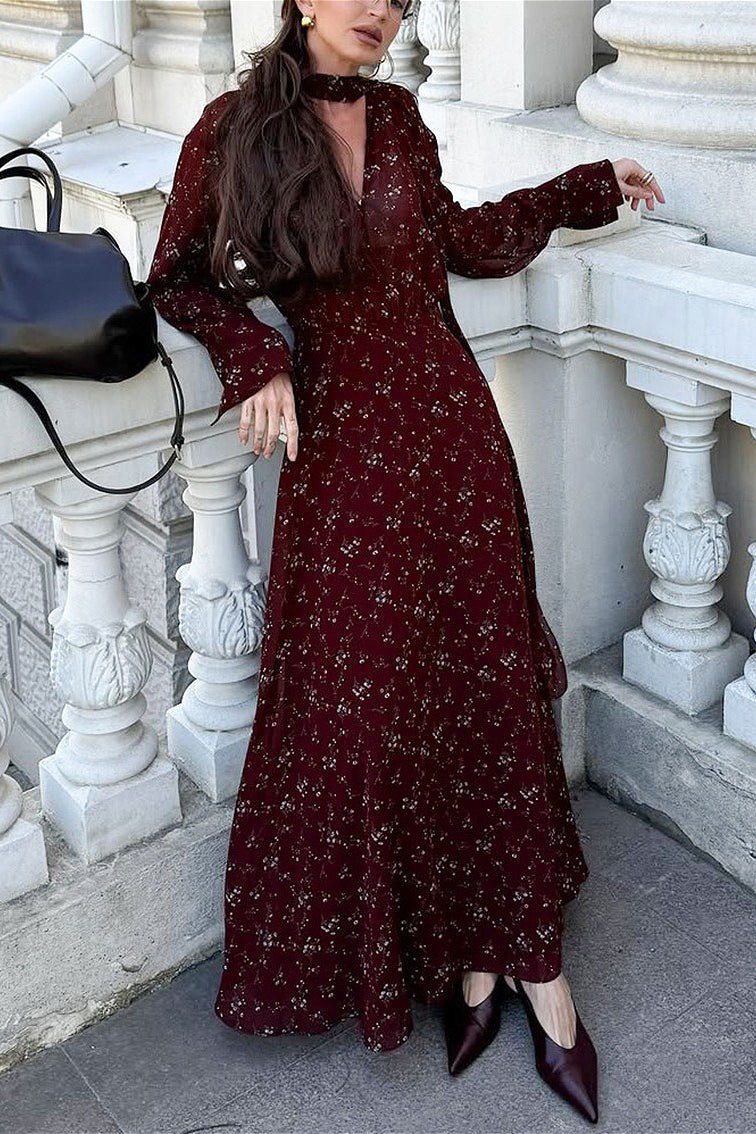 Slim Fit V Neck Chic Floral Dress image 5