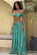 Chic Dot Print Halter Cutout Bandeau Skirt Sets image 1