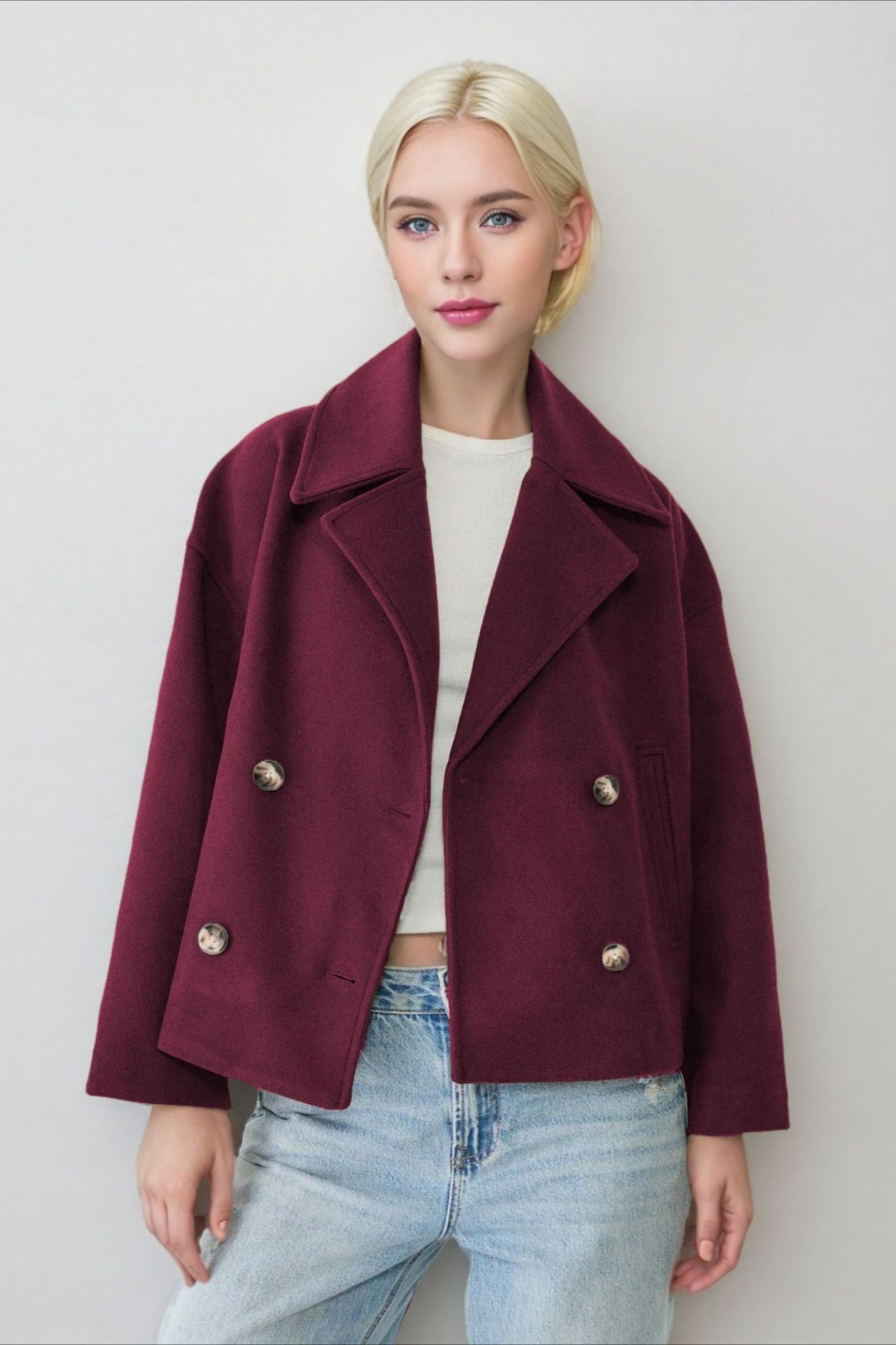 Oversized Lapel Wool Blend Jacket image 5