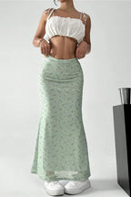 Floral Satin A-Line Midi Skirt image 4