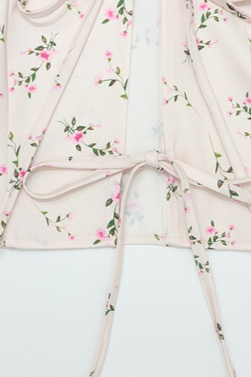 Elegant Lace Split Floral Tie Skirt Set image 5