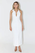 Simple Slit Lapel Sleeveless Midi Dress image 8