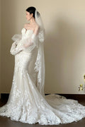 Lace Strapless Mermaid Train Wedding Dress image 1