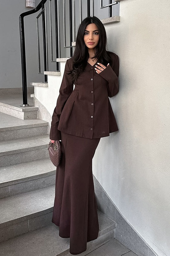Slim Fit V Neck Blazer Two Piece Set image 1