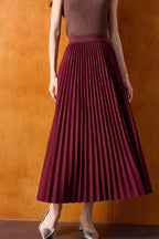 Vintage High-Waist Knit Pleated Midi Skirt image 6