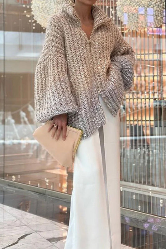 Elegant Sequin Knit Cardigan image 3