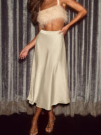 Eden Satin Skirt styled for Avrienne