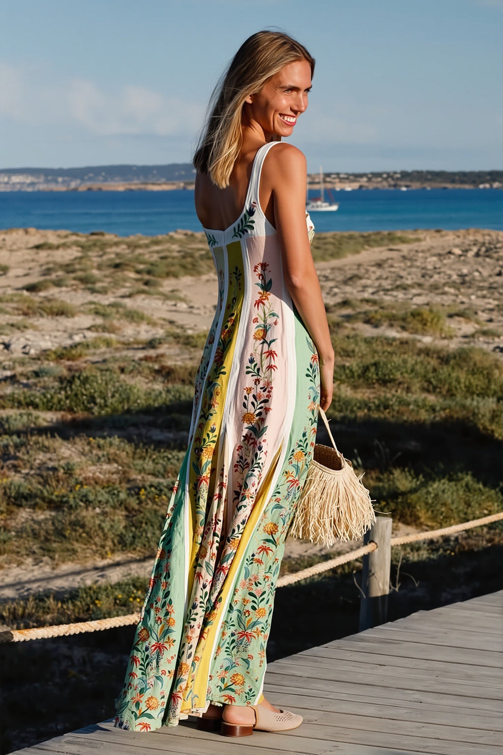 Floral Splice Loose Swing Maxi Dress image 4