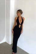 Hollow Chest Strappy Wrapped Neckline Maxi Dress image 1