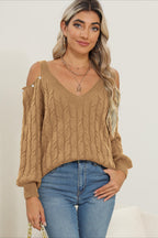 Deep V Sexy Off-Shoulder Loose Pullover Sweater image 15