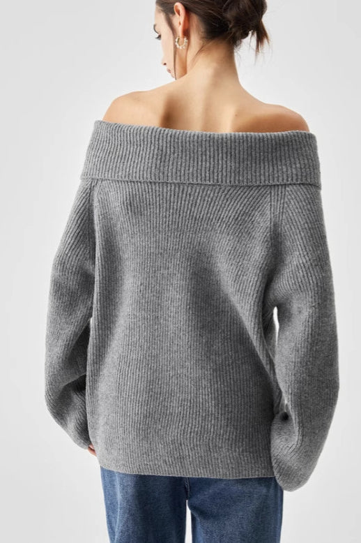 Off Shoulder Knit Pullover Sweater image 9