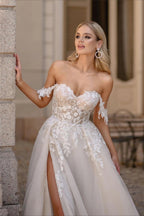 Mermaid Sheer Backless Lace Train Wedding Dress image 2