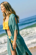 Hollow Knit Fringe Maxi Cover Up image 13