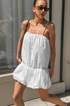 Cotton Cami Dress Ruched Waist Puff Mini Dress image 4