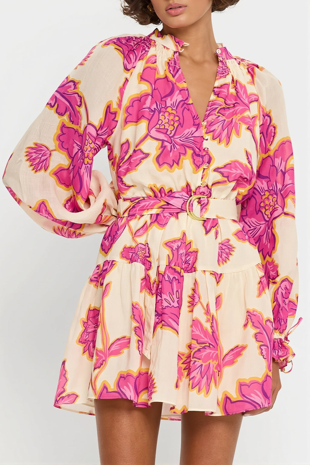 Sexy All Over Print Long Sleeve Slim Mini Dress image 1