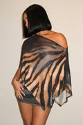 Zebra Print Cape Bodycon Skirt Set image 1
