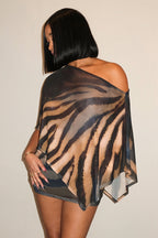 Zebra Print Cape Bodycon Skirt Set image 1