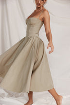 Elegant Vintage Cami Bodycon Midi Dress image 8