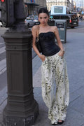 Vintage Washed Leopard Wide Leg Jeans image 1