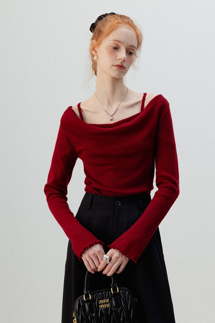 Burgundy Mock Two Piece Knit Top image 6