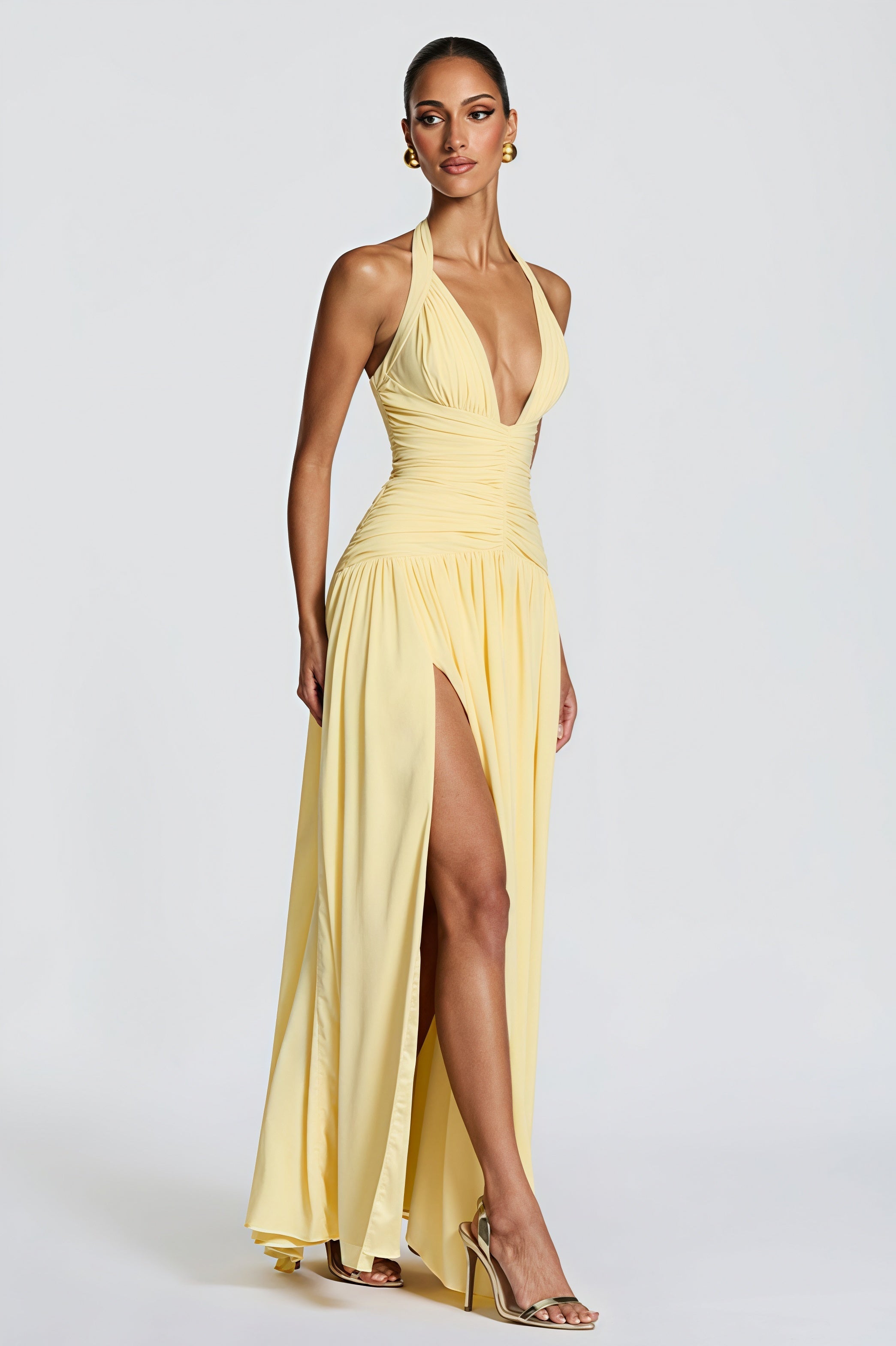 Elegant Halter Neck Slit Backless Maxi Dress image 6