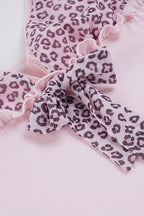 Pink Leopard Mesh Splice Tie Cami Top image 7