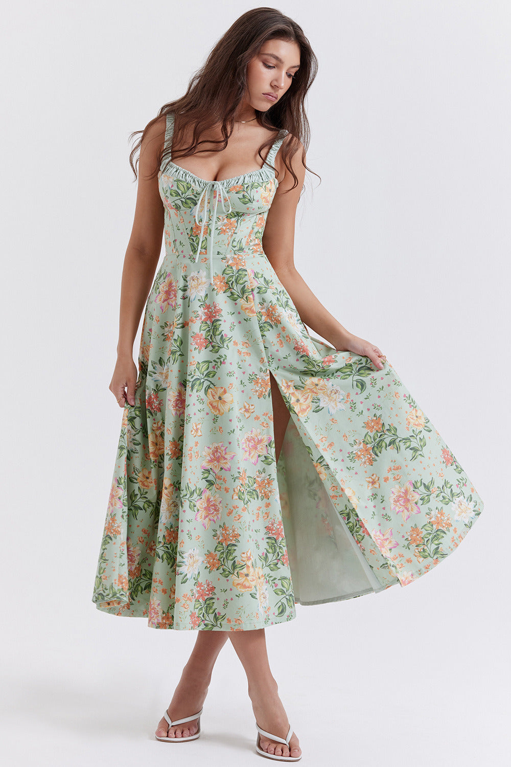 Cami Slit Waist Slim Floral Dress image 2