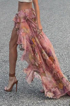 Romantic Floral High Waist Maxi Skirt image 3