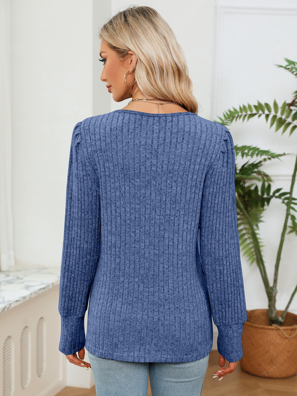 Rosalie Lace Ribbed Blouse detail view styled for Avrienne