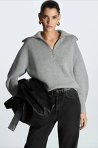 Fashion Wool Blend Open Collar Sweater image 16
