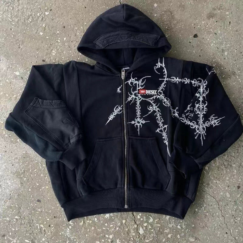 Y2K Street Style Zip Up Hoodie image 1